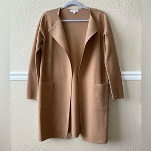 LIKE NEW J. Crew Merino Wool Blend Juliette Collarless Sweater Blazer XXS Camel